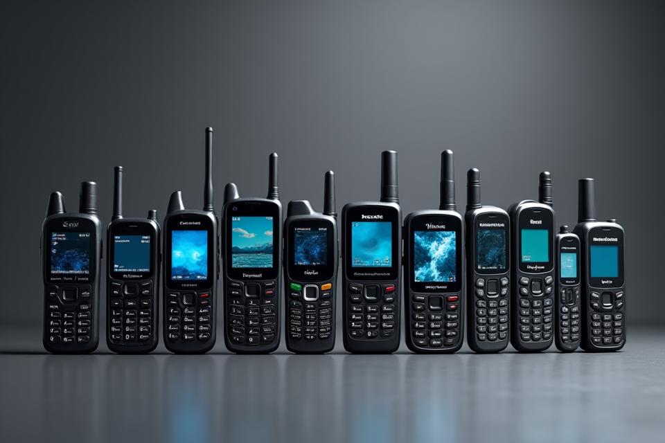 Ukázka řady robustních mobilních telefonů Tovární Telefon